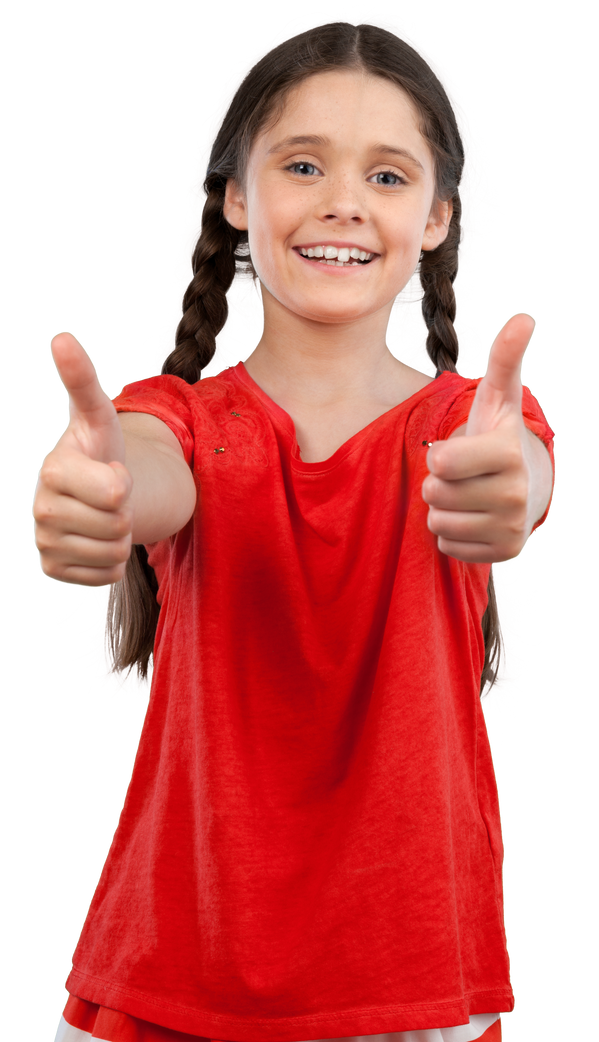 Female Child with Two Thumbs Up
