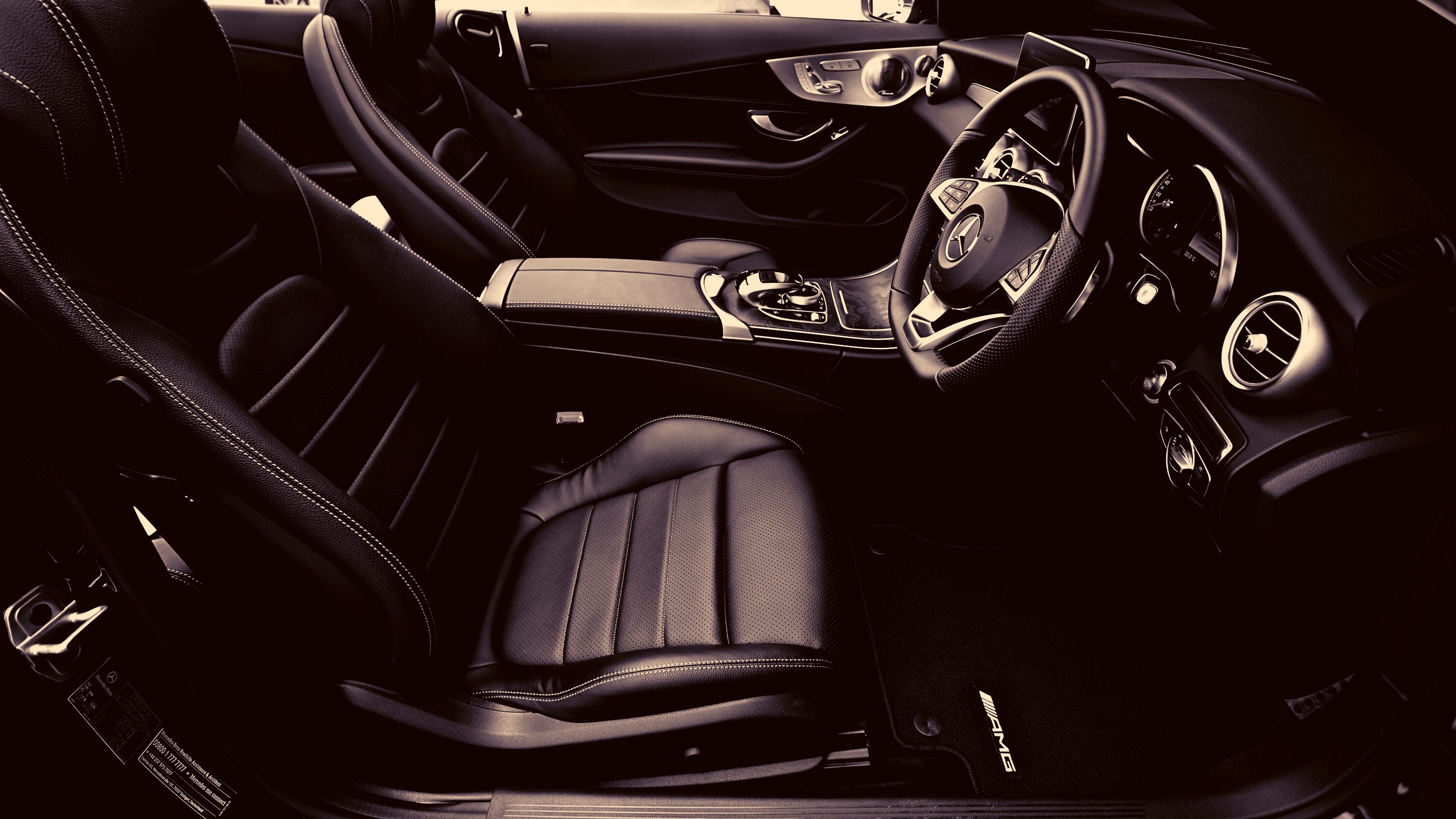 Black Mercedes Benz Sports Car Interior
